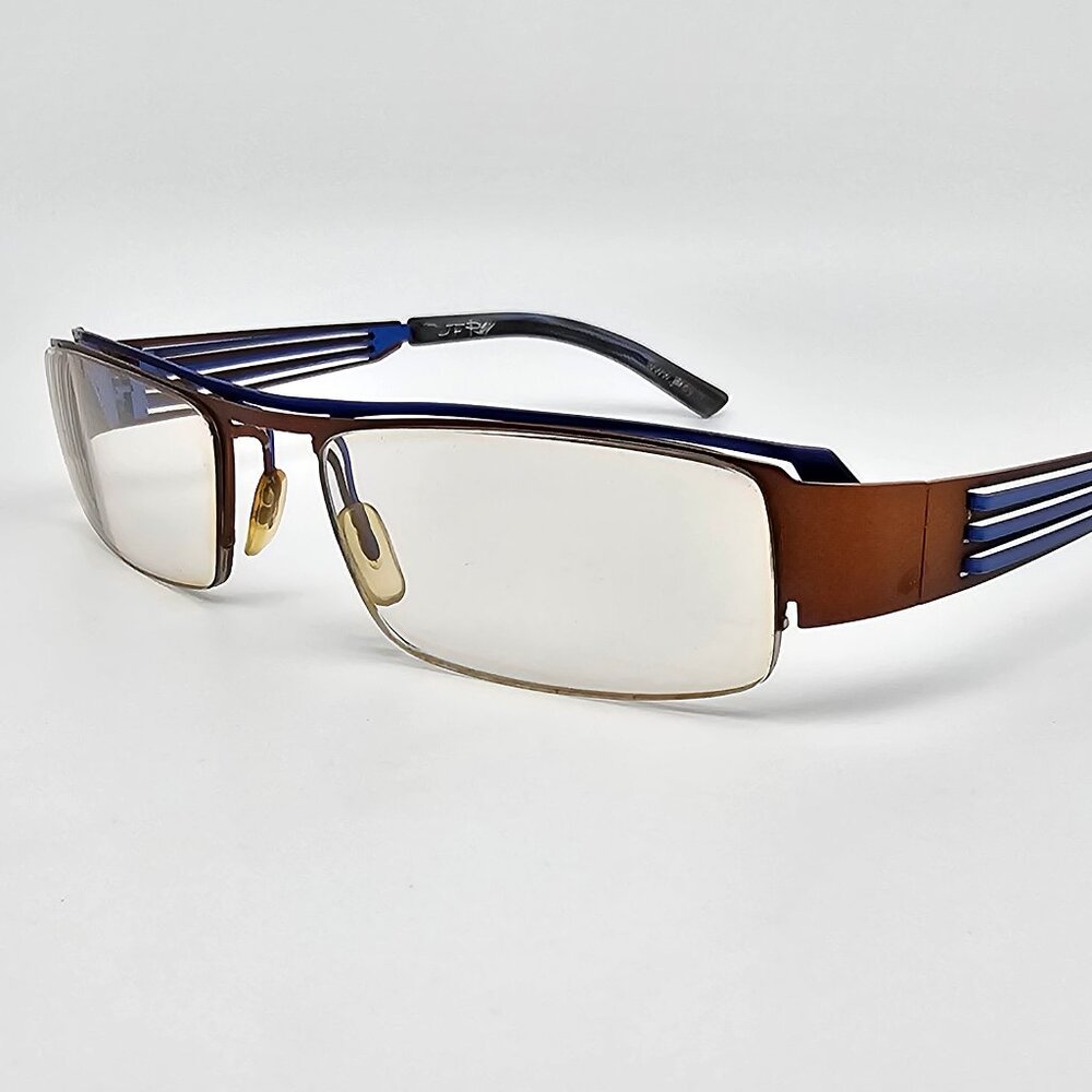 JF Rey JF2340 9025 Brown Blue Semi Rimless Eyeglasses Frame 54-19-128